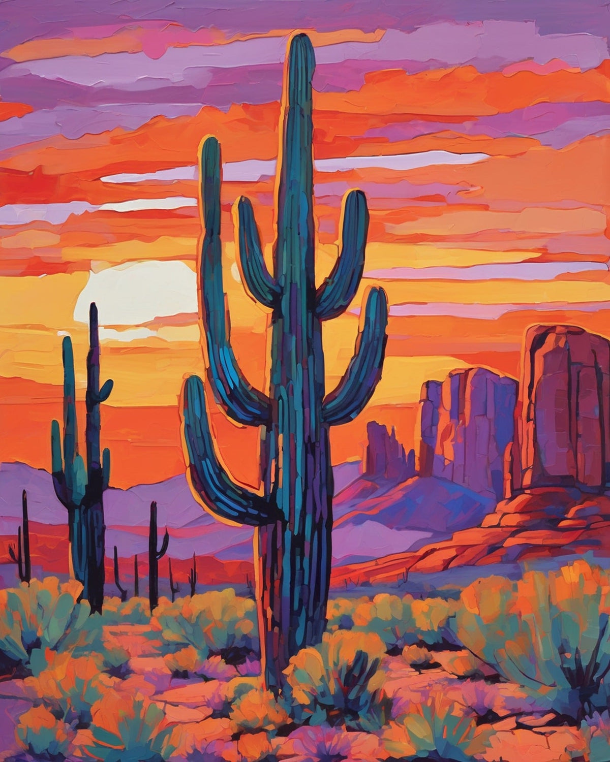 Desert Cactus Sunset paint by numbers kit by Artistry By Numbers