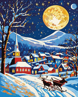 Santa Sleigh over the Village paint by numbers kit