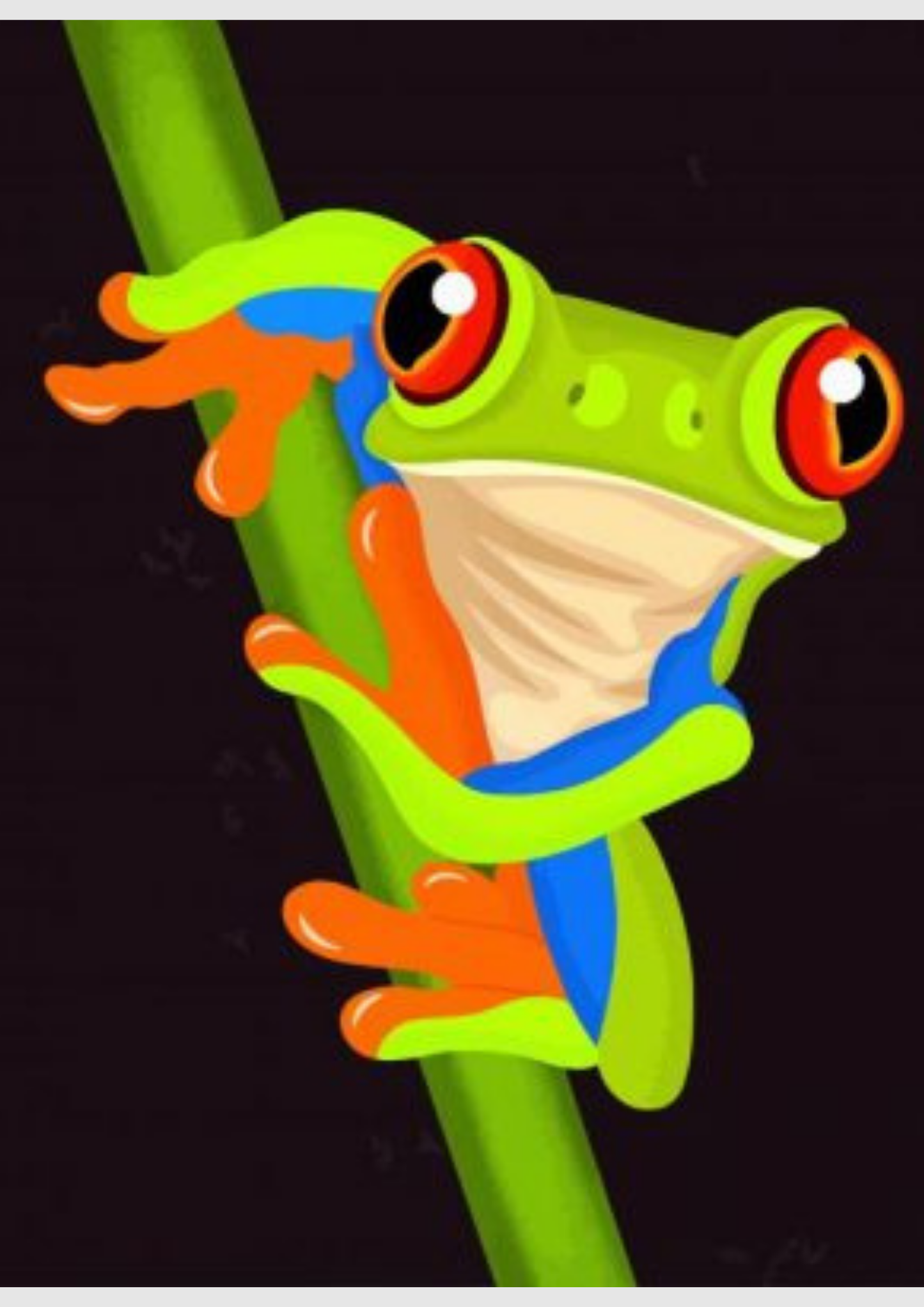Vibrant Tree Frog on a Green Stem Painting By Numbers Kit
