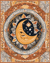 Boho Sun and Moon Wall Art paint by numbers kit, geometric sun and crescent moon design