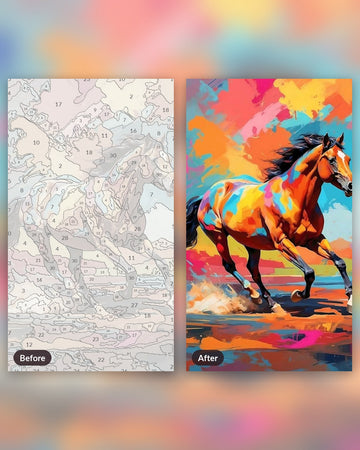 Bold and Free paint by numbers kit, before and after
