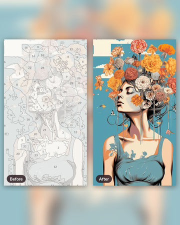 Freedom of the Soul paint by numbers kit, before and after