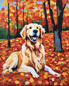 Golden Retriever in Autumn Leaves paint by numbers kit