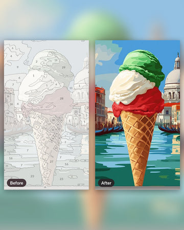 Italian Essence paint by numbers kit, before and after