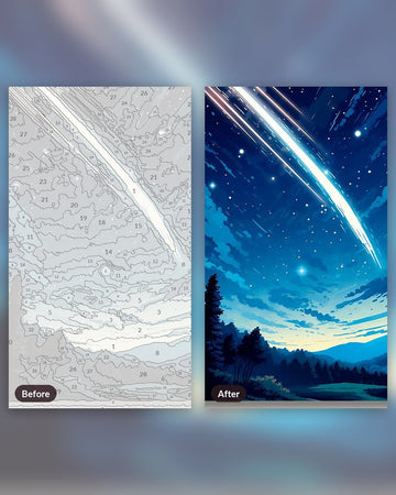 The Swing paint by numbers kit, before and after
