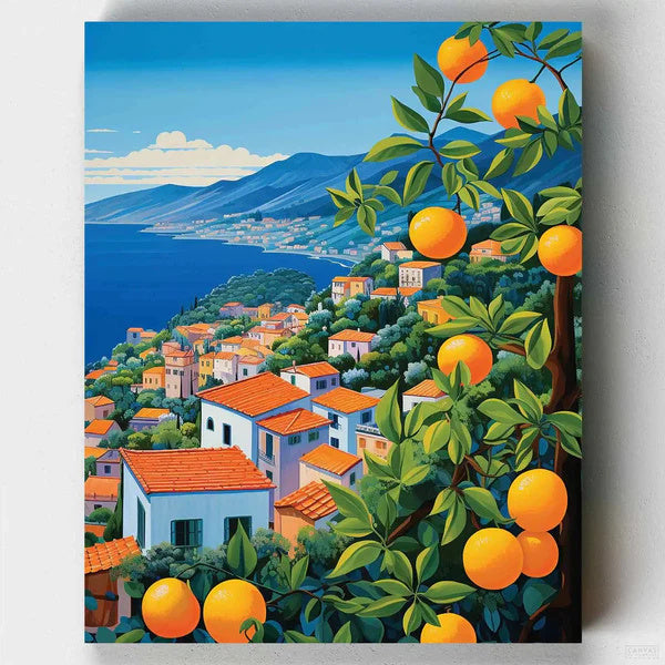 The Orange Coast paint by numbers kit by Artistry By Numbers