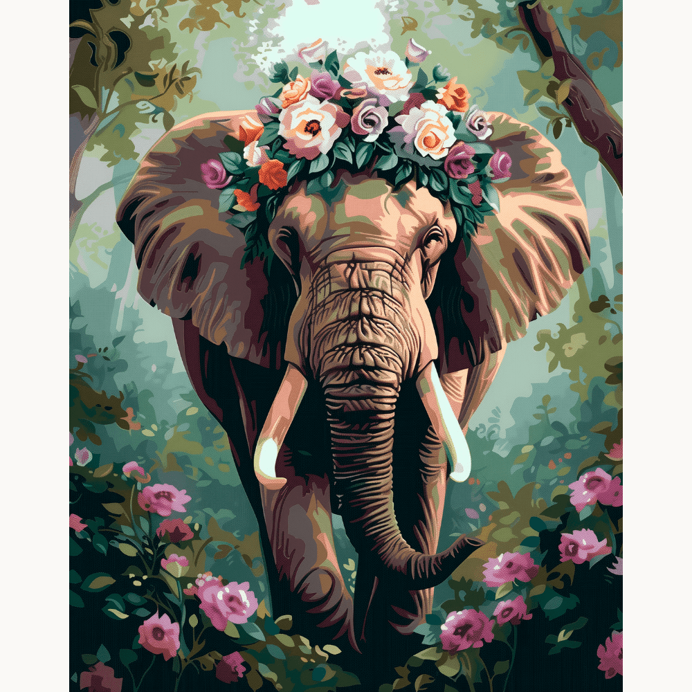 Floral Adorned Elephant paint by numbers kit by Artistry By Numbers