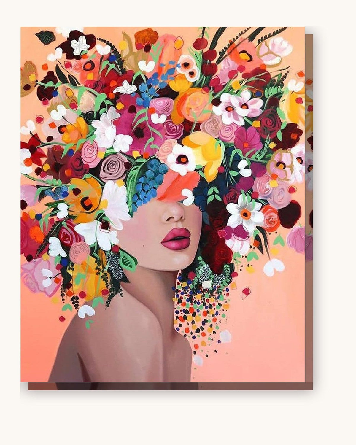 Floral Dreamer paint by numbers canvas with numbered color zones