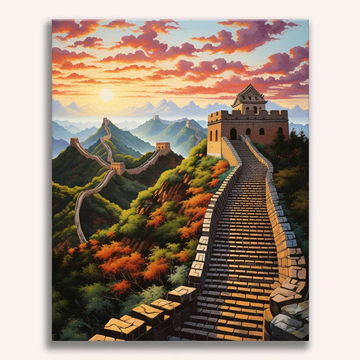 Sunset Over the Great Wall paint by numbers kit by Artistry By Numbers