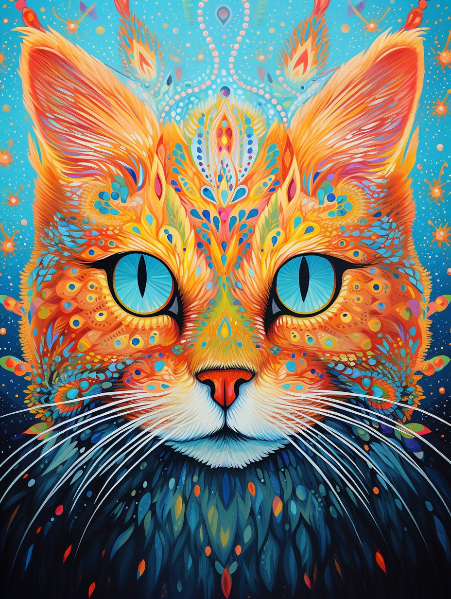 Rainbowcore Cat Painting by Numbers Premium Kit paint by numbers kit by Artistry By Numbers