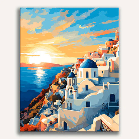 Santorini Paint by Numbers: White Domes and Impossible Blue