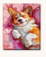 A sleeping dog paint by numbers canvas