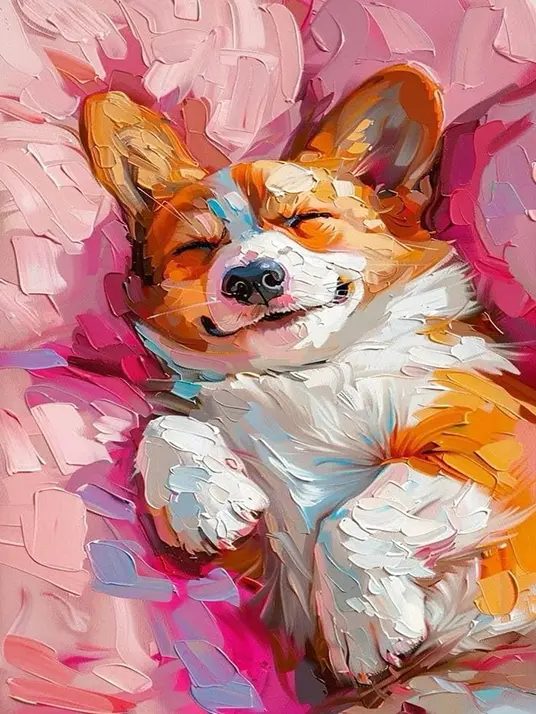 A sleeping dog paint by numbers canvas