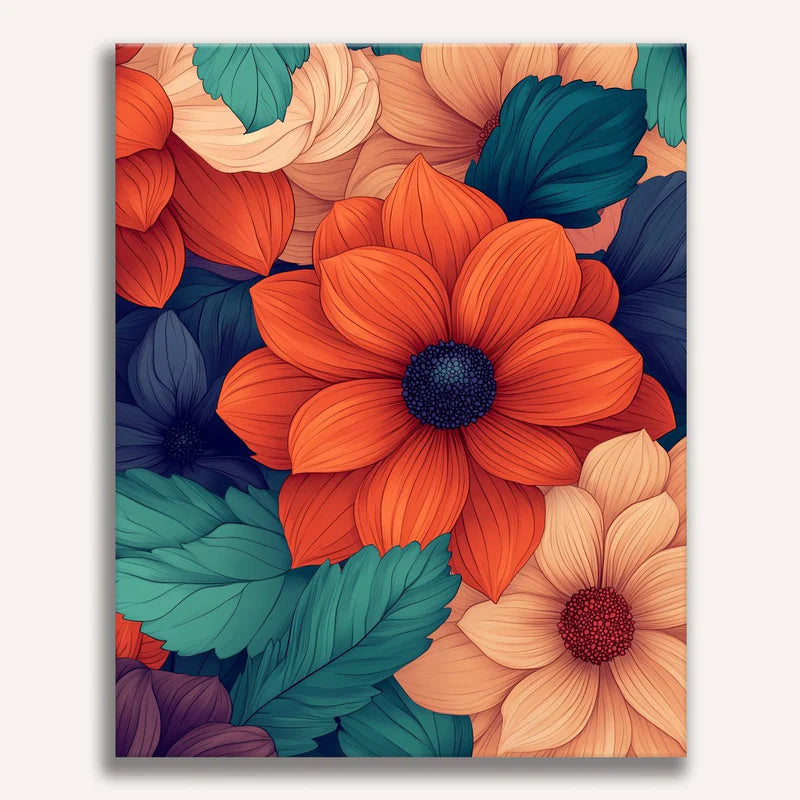 Vibrant Petals Painting by Numbers Premium Kit paint by numbers kit by Artistry By Numbers