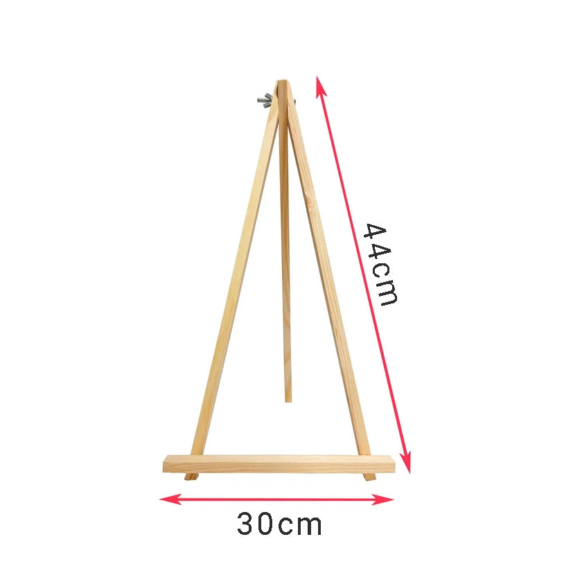 Pine tripod tabletop easel, folded open