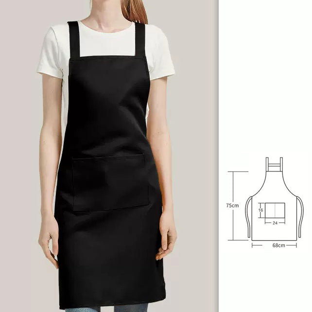 The adjustable neck strap of the apron