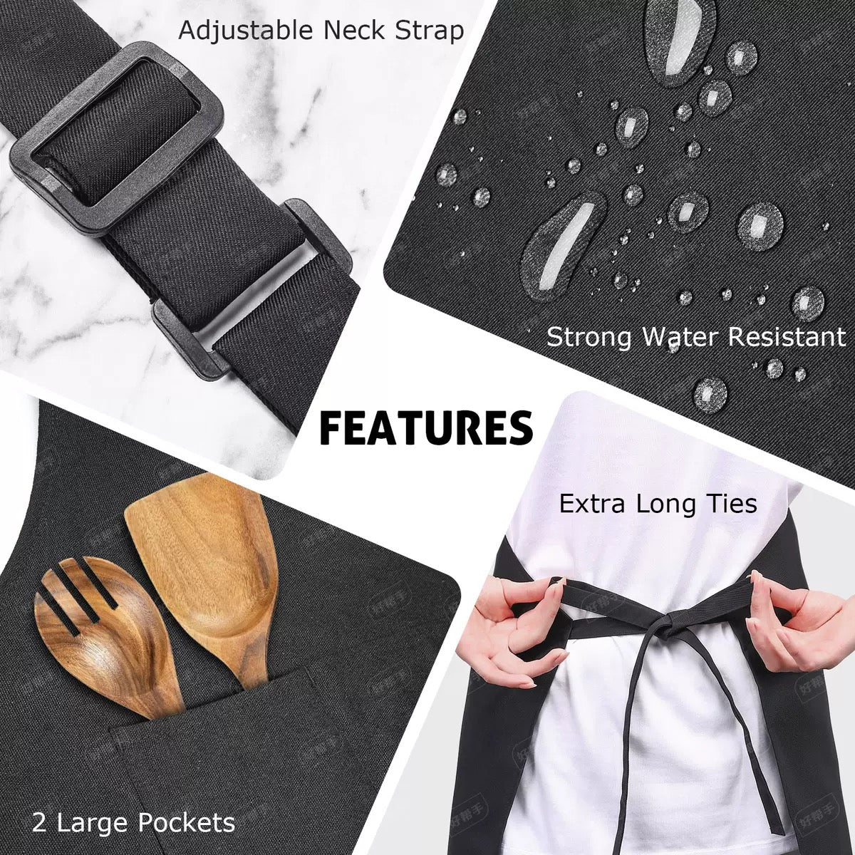 The black apron laid flat