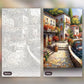 A Quiet Walk paint by numbers kit, before and after