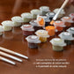 Colori acrilici e pennelli inclusi nel kit da dipingere con i numeri