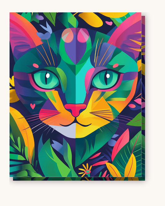 Abstract Cat paint by numbers kit on stretched canvas