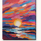 Abstract Sunset Over Layered Waves paint by numbers kit on stretched canvas