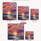 Abstract Sunset Over Layered Waves canvas sizes from 12 x 12 to 23.5 x 23.5 inches