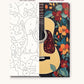 Acoustic Guitar Among Flowers numbered canvas next to the finished painting