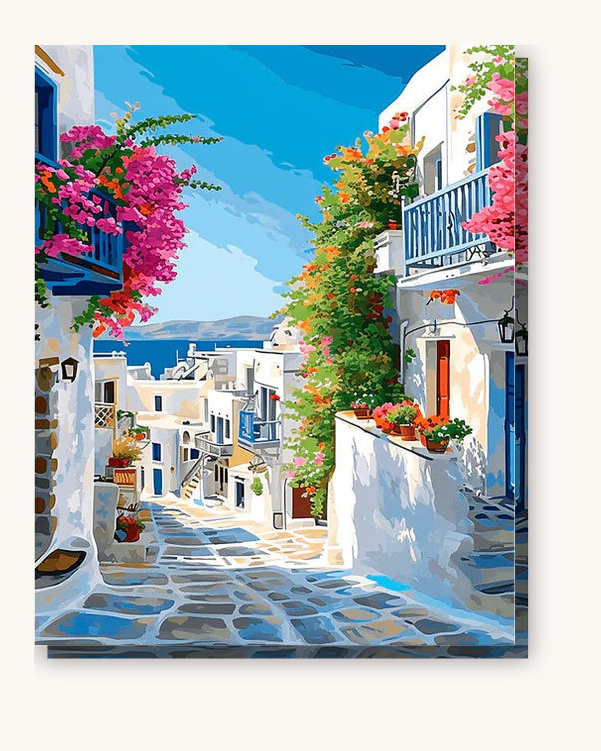 Aegean Steps paint by numbers kit on stretched canvas