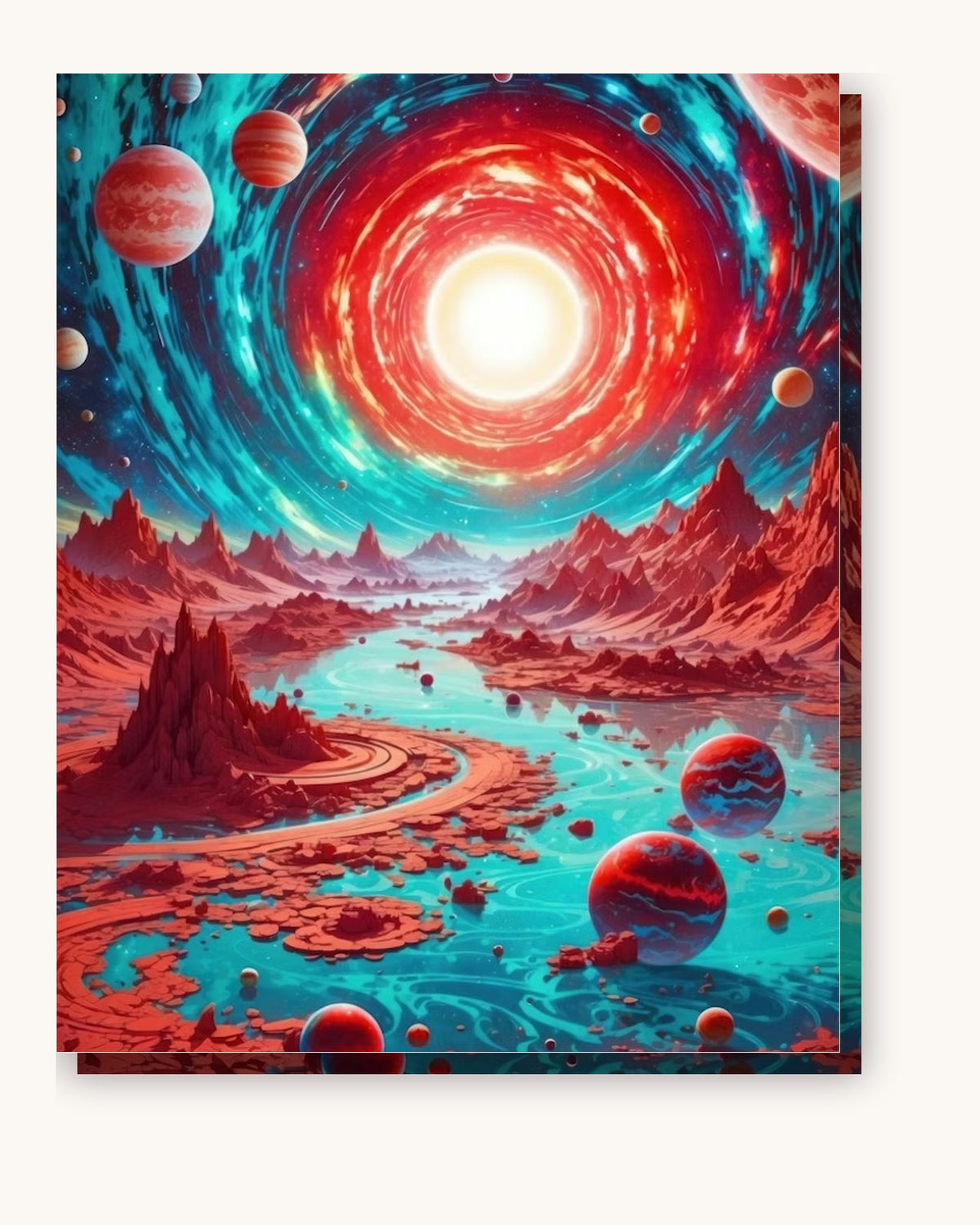 Alien World paint by numbers kit on stretched canvas