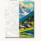 Alpine Chalets Below Snowy Peaks numbered canvas next to the finished painting