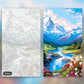 Alpine River Majesty paint by numbers kit, before and after