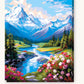Alpine River Majesty paint by numbers kit on stretched canvas