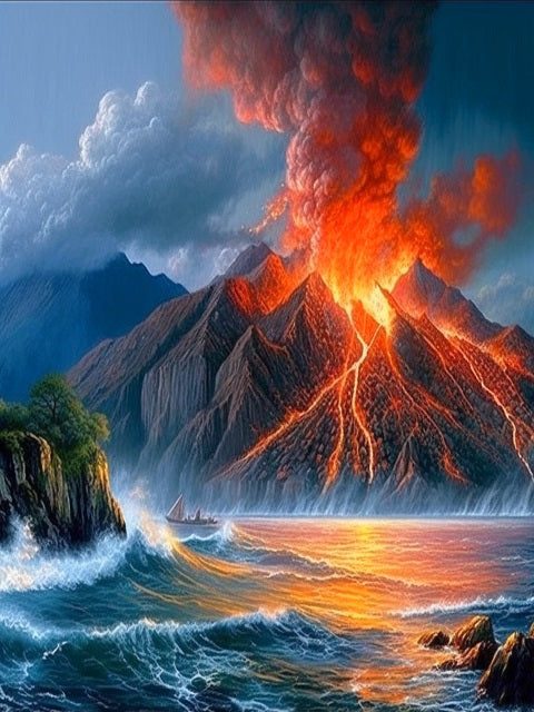 Artistic Volcano Painting by Numbers Kit