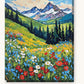 Alpine Wildflowers Below Snowy Peaks paint by numbers kit on stretched canvas