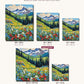 Alpine Wildflowers Below Snowy Peaks canvas sizes from 12 x 12 to 23.5 x 23.5 inches