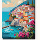 Amalfi Coast Village paint by numbers kit on stretched canvas