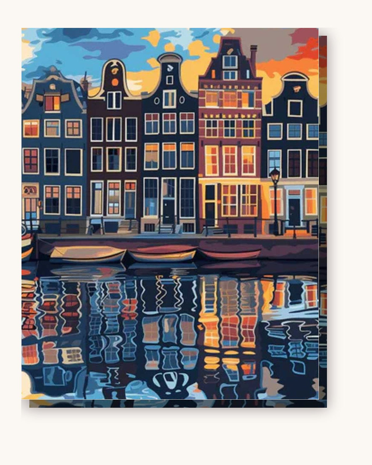 Minimalist Amsterdam paint by numbers kit on stretched canvas