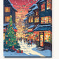 Anime Christmas Eve Street paint by numbers kit on stretched canvas
