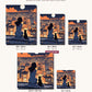 Anime Girl and Black Cat on the Rooftop canvas sizes from 12 x 12 to 23.5 x 23.5 inches