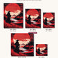 Anime Samurai under a Red Moon canvas sizes from 12 x 12 to 23.5 x 23.5 inches