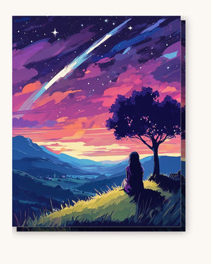 Anime Shooting Star Night paint by numbers kit on stretched canvas