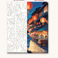 Anime Summer Festival Night numbered canvas next to the finished painting