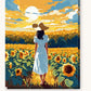 Anime Sunflower Field paint by numbers kit on stretched canvas