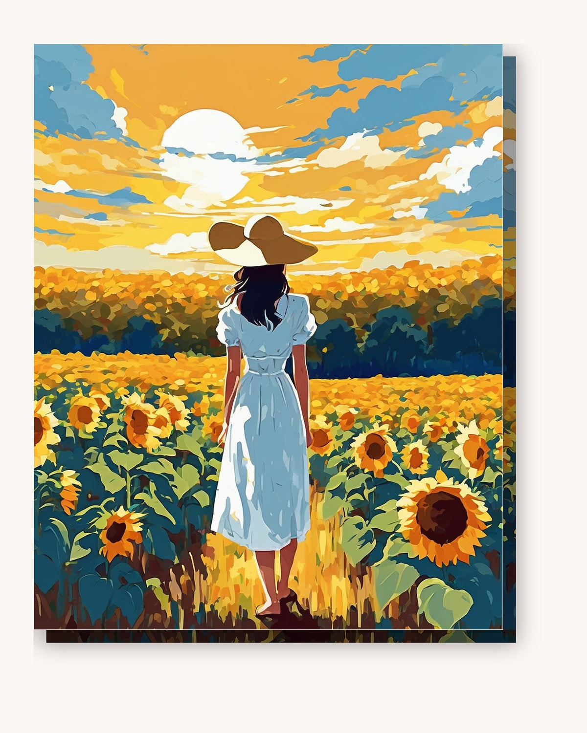Anime Sunflower Field paint by numbers kit on stretched canvas