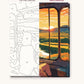 Anime Train Window at Sunset numbered canvas next to the finished painting