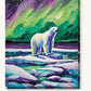 Arctic Bear on the Aurora Ice paint by numbers kit on stretched canvas
