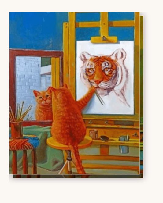 Artist Cat paint by numbers kit on stretched canvas
