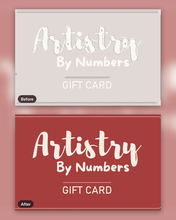 Artistry By Numbers Gift Card paint by numbers kit, before and after
