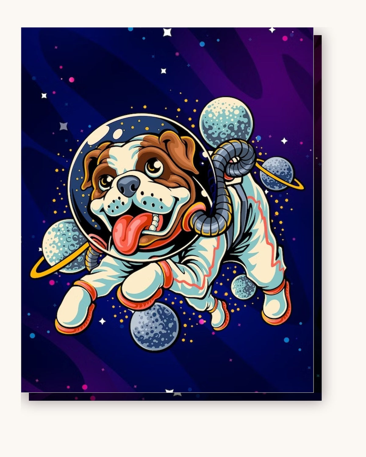 Astro Dog paint by numbers kit on stretched canvas