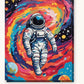 Astronaut Floating Through a Rainbow Nebula paint by numbers kit on stretched canvas